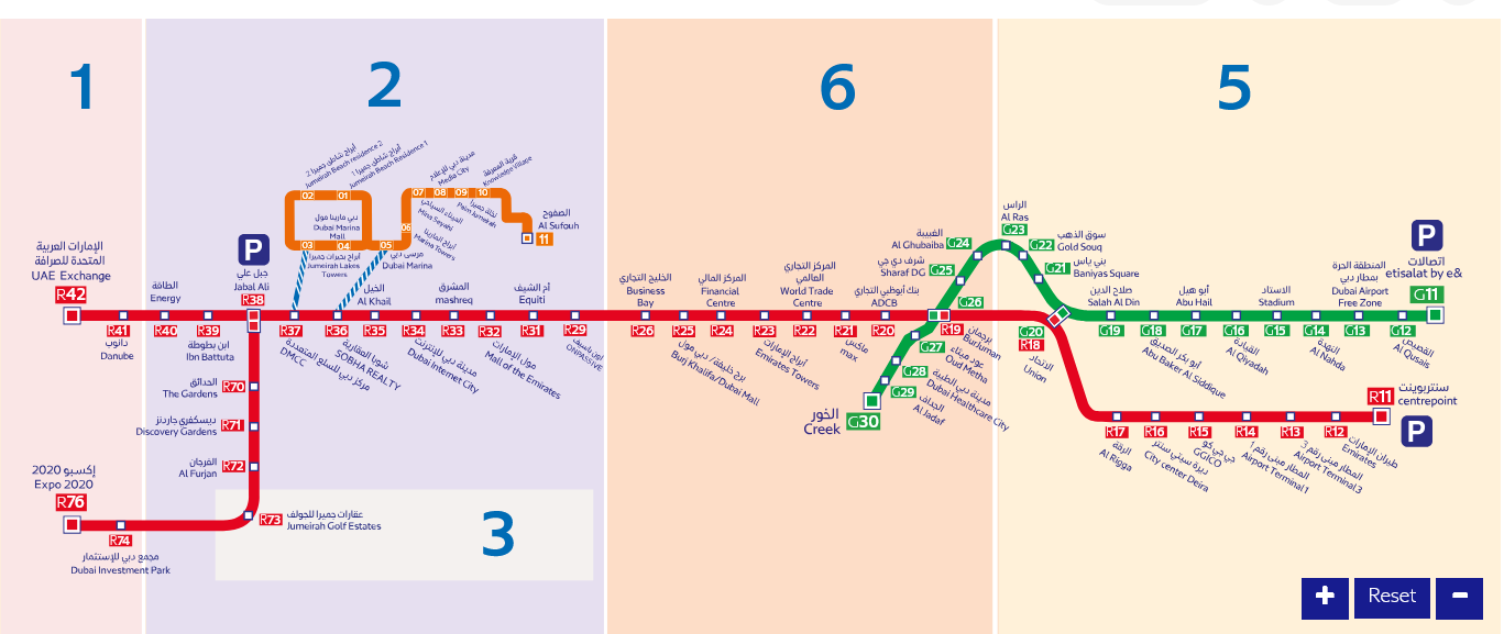 Dubai Metro Stations Map